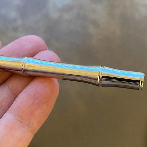 GUCCI Mirror Silver Vanity Top RARE! Nwt Bamboo handle NEW IN BOX 2 side Magnify - Picture 6 of 7